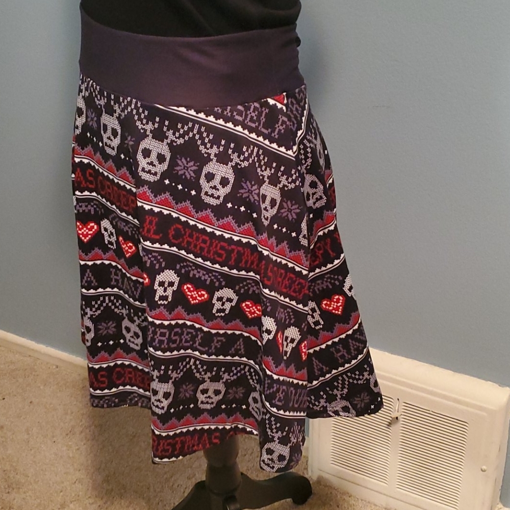 SOLD Creepy lil Christmas Sweater Skater Skirt - Picture 4 of 6